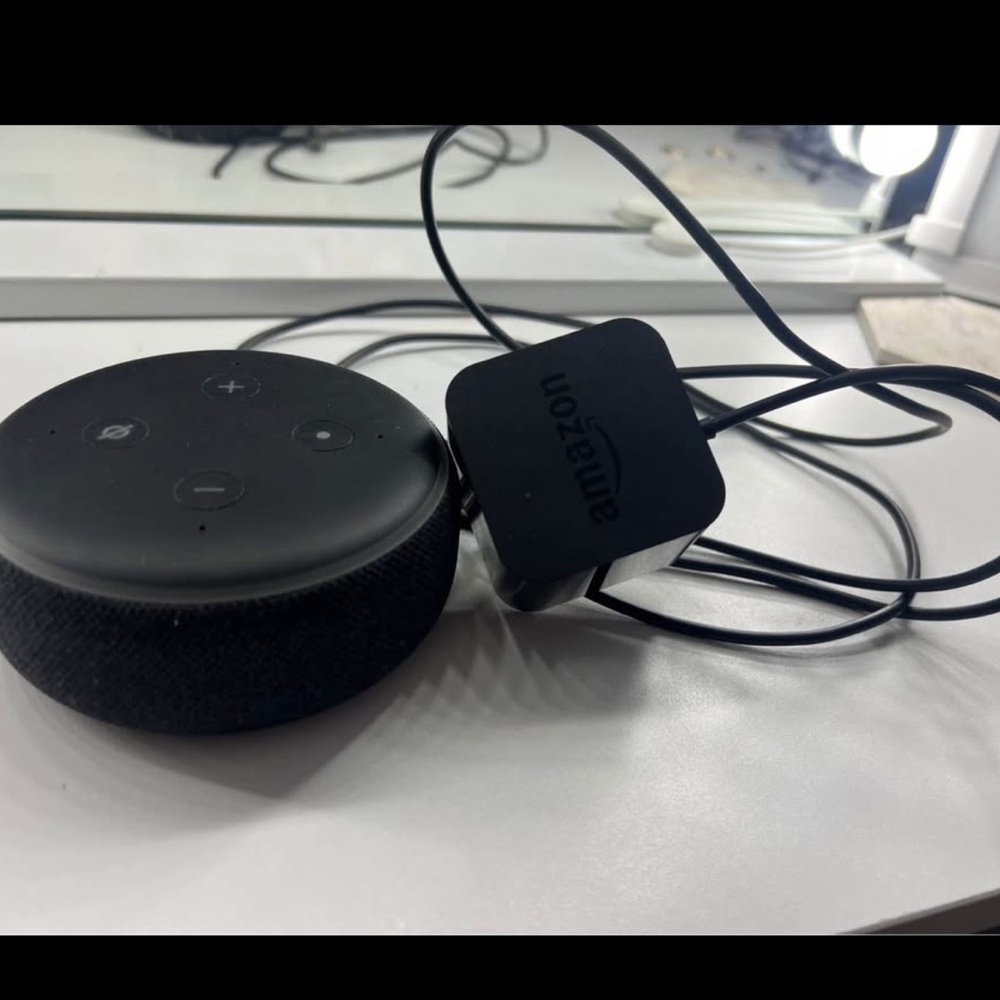 Amazon Echo Dot Smart Speaker with Black Charger